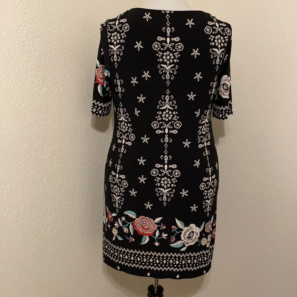 R&K Women’s Patterned Shift Dress-Black-Size 18 - Picture 4 of 5